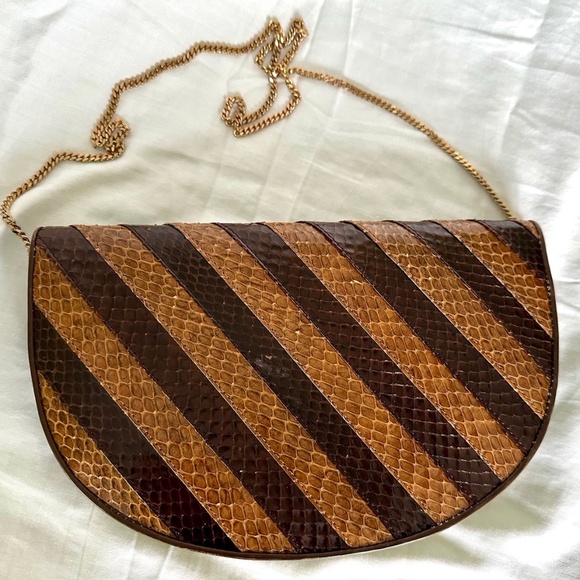 Genuine Snake Skin Brown Leather Clutch purse - Picture 1 of 8